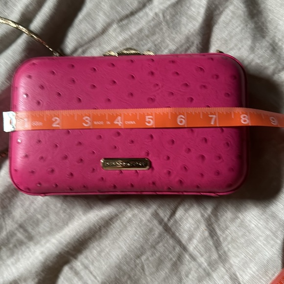 Rebecca minkoff pink ostrich embossed clutch shoulder bag - Picture 10 of 12